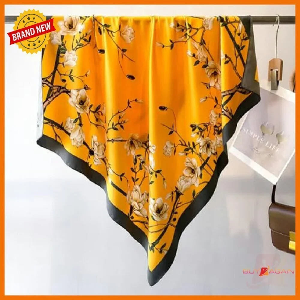 Large Square Silk Feeling Scarf 35